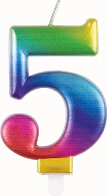 Produktbild von Zahlenkerze 5 Regenbogen für Geburtstag, Jubiläum und Partydekoration