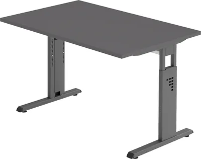 Produktbild von bümö Schreibtisch Serie-O - Größe:  120 x 80 cm, Nachbildung: Graphit, Gestell: Graphit