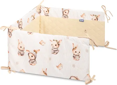 Obrázok produktu pre SENSILLO - Detská postieľka 60x120 - bavlna a bavlnený mušelín, prateľné - králik