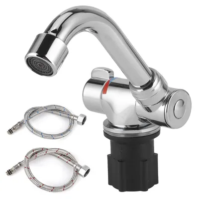Produktbild von Faltarmatur für warmes/kaltes Wasser - Küchenarmatur - Zinklegierung/Kupfer - Chrom