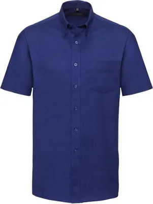 Produktbild von Russell Collection Oxford Herren Hemd, Kurzarm, pflegeleicht FK746 (Kragenweite 46) (Königsblau)