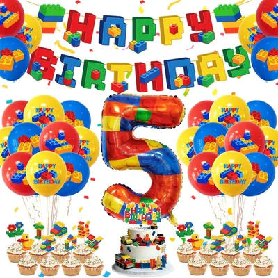 Imagen del producto de Decoración para cumpleaños: globo con forma de número 5, de aluminio, juego de 15 piezas, para niños
