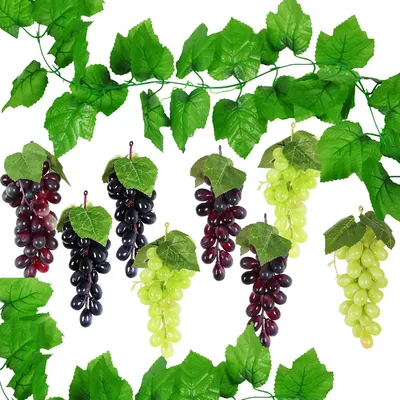 Productafbeelding van Kunstdruiven - Set van 9 - Namaakdruiven Hangend - Decoratiefruit - Voor Bruiloft en Etalage