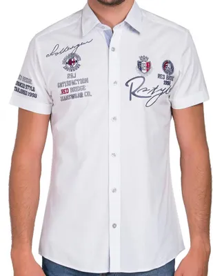 Produktbild von Red Bridge Herren R-Style Design Slim Fit kurzarm Hemd Weiß S