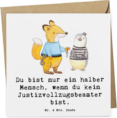 Produktbild von Mr. & Mrs. Panda Grußkarte Justizvollzugsbeamter Herz - Weiß - Geschenk, Spruch, Glückwunschkarte, faltkarte, Gefängnis, Witzig, Lustig, Klappkarte, doppelkarte