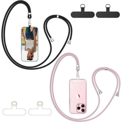Immagine prodotto di Handyband universale, confezione da 2 pezzi, con 4 applicazioni, colore nero e rosa oro, regolabile e removibile