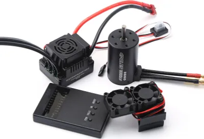 Obrázek produktu pro Vodotěsný 3660 3300KV střídavý motor 80A střídavý ESC programovací karta s chladičem motoru chladicí ventilátor Combo Set pro 1/8 dálkové ovládání auta Truck