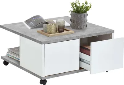 Produktbild von FMD Couchtisch TWIN 1 Beton LA/weiß Edelglanz; 659-001