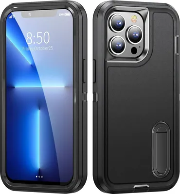 Produktbild von Mobigear Rugged Stand iPhone 14 Pro Hülle Hardcase Backcover Stoßfest mit Ständer - Schwarz