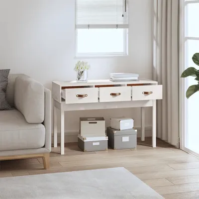 Produktbild von The Living Store Konsolentisch Weiß 114x40x75 cm Massivholz Kiefer