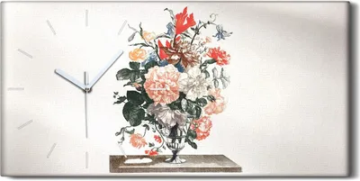 Produktbild von Wohnzimmer-Bild Leinwand Uhr 60x30 Zeichnung Florale Blumen Pflanzen Kunst - weiße Hände
