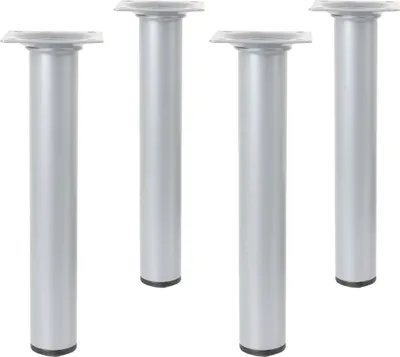 Immagine prodotto di set di 4 piedini rotondi per mobili finitura argento altezza 200 mm ø 30 mm piedini per divani in metallo