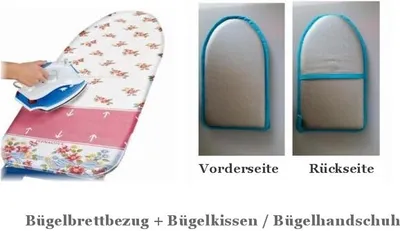 Produktbild von WENKO Bügelbrettbezug Bügelbezug Alu Blitzbügler Bügelbrett Bezug BLÜTENPRACHT Retro 142 x 45 cm plus praktischem Bügelkissen