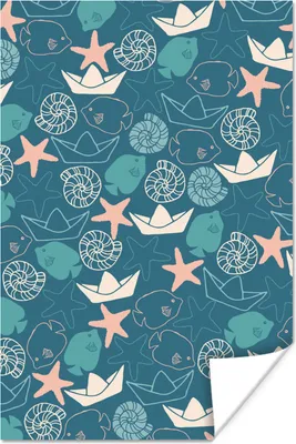 Produktbild von MuchoWow® Poster Strand - Muster - Pastell 40x60 cm - Plakate für die Wand - Poster Babyzimmer