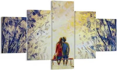Produktbild von Bild auf Leinwand - Leinwandbild - 5 Teile - Liebhaber auf Bank - 125x70cm - Wand Bild - Wanddeko - Wandbilder - Leinwanddruck - Bilder - Wanddekoration - Leinwand bilder - Wandbild - EA125x70-4578