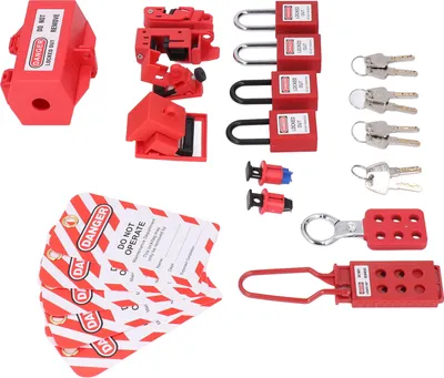 Zdjęcie produktu dla Zestaw do oznaczania blokady, blokada wyłącznika, znacznik blokady, elektryczny zestaw do oznaczania blokady, blokada wtyczki, zestaw do oznaczania blokady