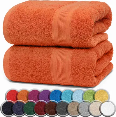 Produktbild von Frottier Badetücher 2er Pack 100x150cm, 100% Baumwolle, Terrakotta