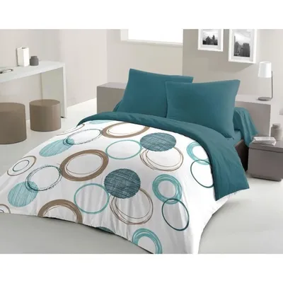 Produktbild von Bettwäscheset – Bettdecke 240 x 260 cm + 2 Kissenbezüge 63 x 63 cm – Entenblau