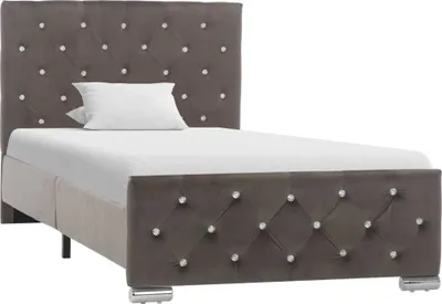 Produktbild von vidaXL Bettgestell Grau Samt 90x200 cm - Bettgestell - Bettgestelle - Bettrahmen - Bett