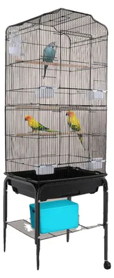 Immagine prodotto di Gabbia per uccelli, struttura in ferro resistente, facile da spostare, colore nero