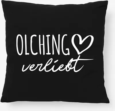 Produktbild von Huuraa Kissen Olching verliebt 40x40cm mit Füllung Black Baumwolle Dekokissen Geschenkidee
