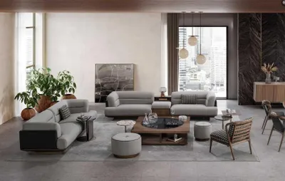 Produktbild von Luxus Wohnzimmer Set Sofa mit Sessel Modernen Design Sofagarnitur 6tlg