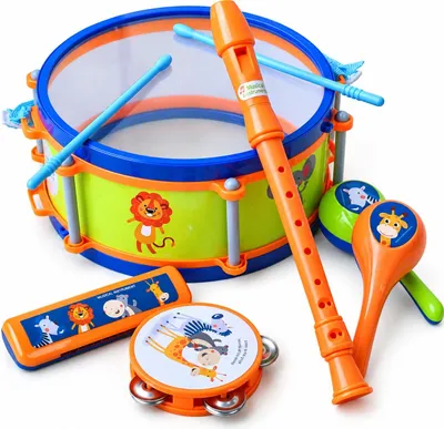Zdjęcie produktu dla Edukacyjny Zestaw Instrumentów Dla Dzieci Bębenek Grzechotki Flet