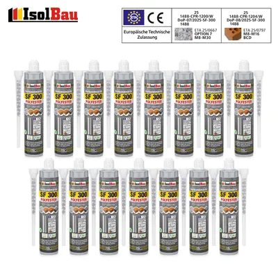 Isolbau SF 300 Verbundmörtel 15 x 300 ml + 30 x Statikmischer Injektionsmörtel Klebemörtel