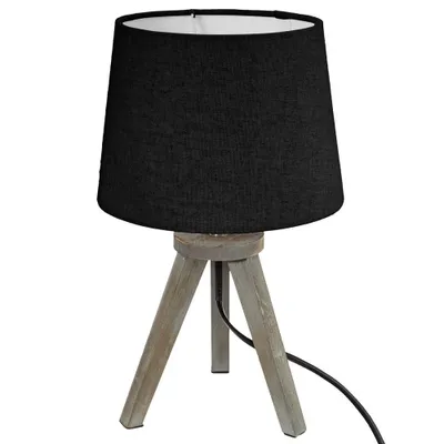 Zdjęcie produktu dla LAMPKA NOCNA Mini czarna DREWNIANA z abażurem retro