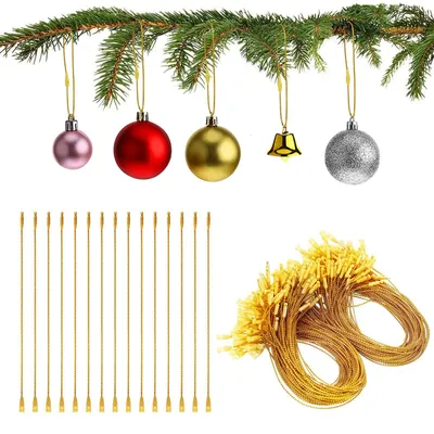 200 Weihnachtskugelhaken, gold, 20 cm, für Christbaumschmuck