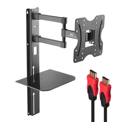 Produktbild von TV-Halterung mit DVD-Regal Maclean, vesa 200x200 , 23"-42", 30kg, MC-771+HDMI 2.0 4K 3D UHD 1.8m CABLE 48 bit