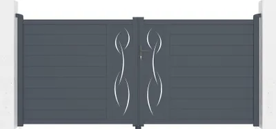 Produktbild von Doppelflügeltor aus Aluminium 3,5m LIFE H.160cm grau