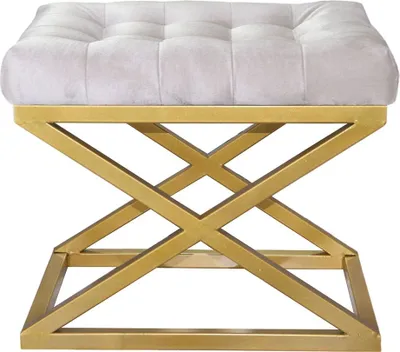 Produktbild von Hanah Home, Capraz - Gold, White, Fußhocker & -bänke, Sitzpuff, Gold, Polyester, 50 x 42 x 40 x  cm