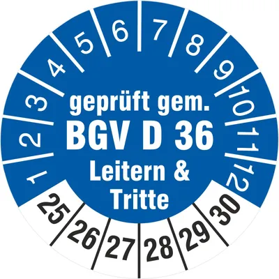 Produktbild von 500 Prüfplaketten 18 mm gem. BGV D 36 Leitern & Tritte 2025-2030