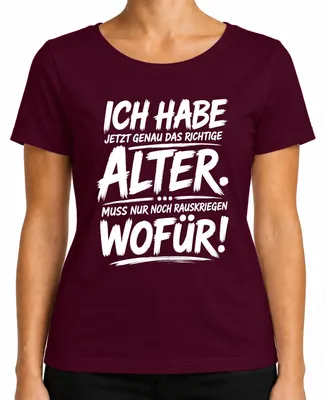 Imagen del producto de Camiseta para mujer con estampado divertido, sarcástico, color burdeos, talla M