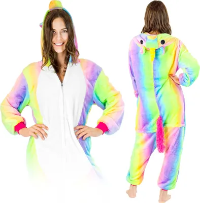 Obrázek produktu pro Dámský a pánský halloweenský kostým - jednodílné pyžamo Rainbow Pegasus - kombinéza - karnevalové a pyžamové kostýmy pro dospělé, velikost L