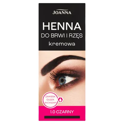Obrázok produktu pre Joanna Henna na obočie a mihalnice - Čierny krém 1.0 - Krémová farba na obočie a mihalnice s trvácou formulou, presné krytie, 15ml