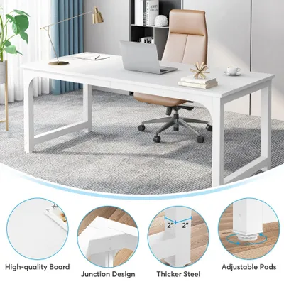 Produktbild von Großer Schreibtisch Computertisch - Büro-Schreibtisch - 180 x 80 cm - Rechteckige E1-Holzspanplatte - Homeoffice Arbeitstisch - Weiß