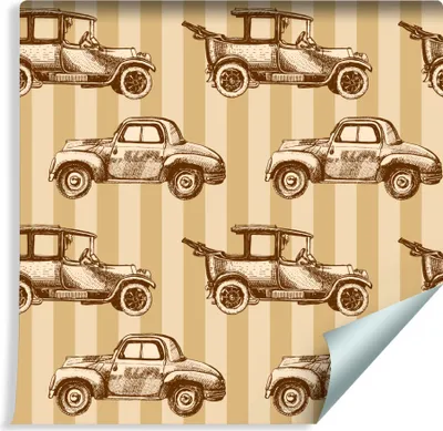 Immagine prodotto di 10m VLIES WALLPAPER rotolo camera bambini auto retrò trasporto strisce XXL