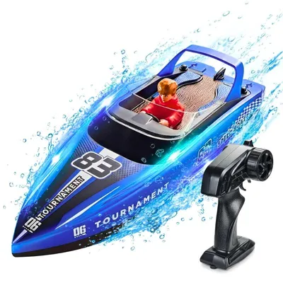Image de Bateau télécommandé iUni HJ821, bateau RC haute vitesse, vitesse 15 km/h, 2.4GHz, bleu