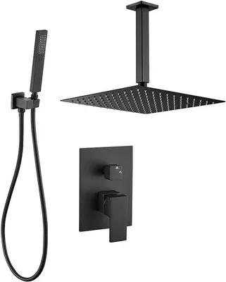 Produktbild von Einbauduschset quadratisch mit Regendusche 25 cm schwarz