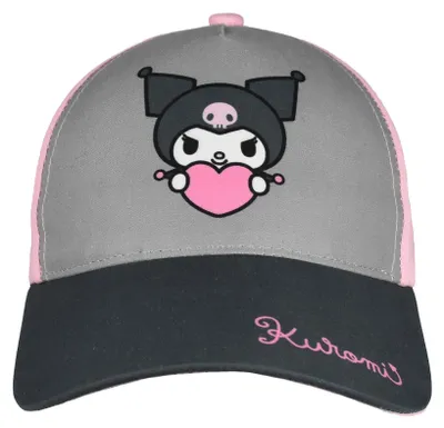 Produktbild von Hello Kitty Kappe für Mädchen - Kuromi Kinder Cap Basecap Baseballkappe verstellbar Rosa/Grau