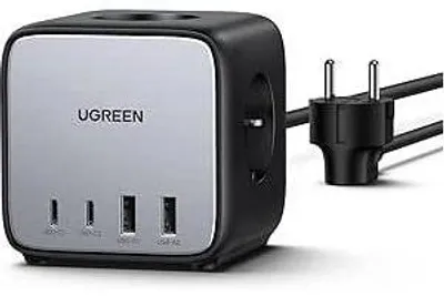 Productafbeelding van UGREEN Desktop Fast Charger - 65W - With Integrated Sockets - Grey/Black
