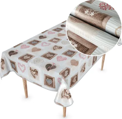 Produktbild von Tischdecke Wachstuch MIMOSA Retro Beige Robust Wasserabweisend Breite 140 cm Länge 140 cm