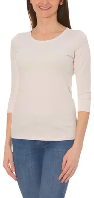 Produktbild von Alkato Damen Shirt 3/4 Arm mit Rundhals, Farbe: Hellbeige, Größe: S