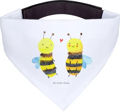 Produktbild von Mr. & Mrs. Panda Bandana Biene Verliebt - Weiß - Geschenk, Halstuch für Hund, Hundehalstuch, Hunde Hals Tuch, Dreieckstuch