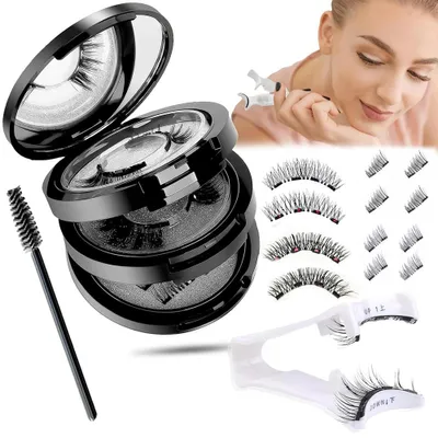 Produktbild von Magnetische Wimpern Set Magnet Wimpern Natürlich Look mit Applikator, Halb- & Vollwimpern Styles, Wiederverwendbare Magnetwimpern ohne Kleber & Eyelin