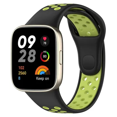 Produktbild von Strap-it Redmi Watch 3 Sport Armband (Schwarz/Grün)
