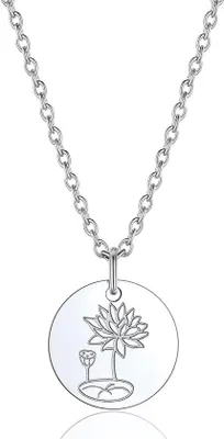Produktbild von Persoonlijke geboortebloemen hanger - RVS ketting voor dames en Mädchen mit 45 + 5 cm Rollkette