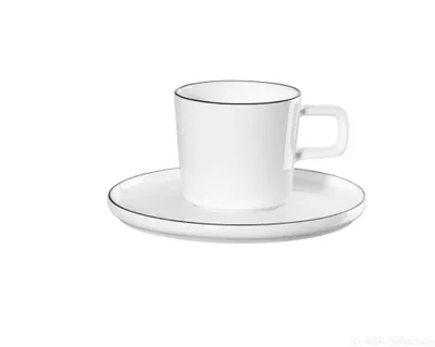 Produktbild von ASA Selection oco ligne noire Espressotasse mit Unterteller, Espresso Tasse, Kaffeetasse, Untertasse, Fine Bone China, Weiß, 2030113